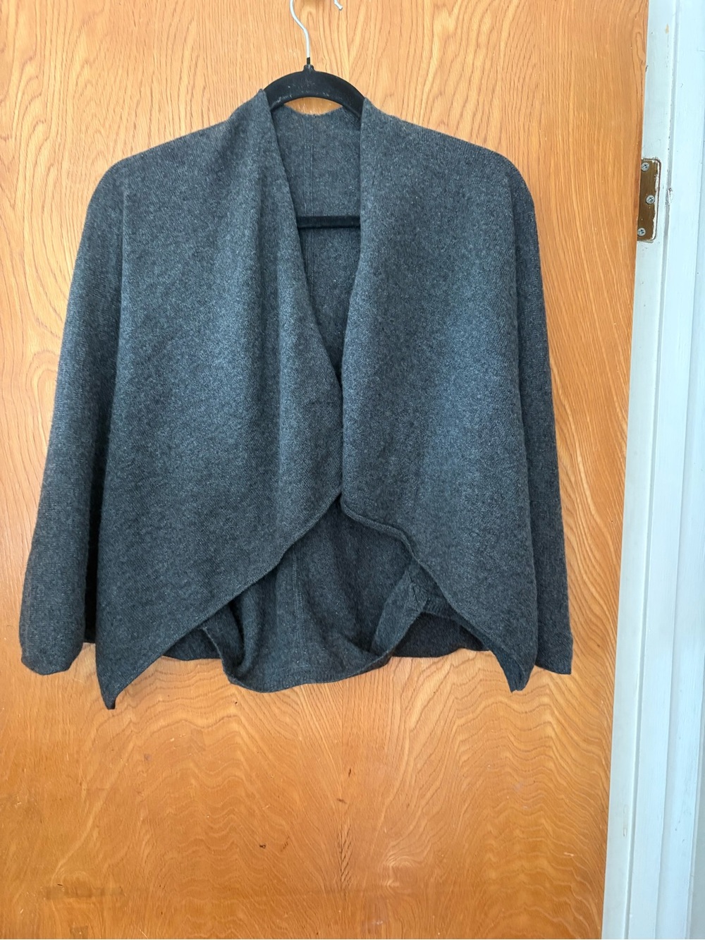 Vince Dark Charcoal Gray cashmere open front Knit Cape cardigan S